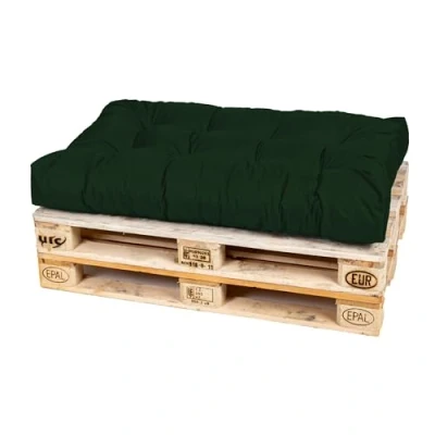 Abbildung von TexDeko® Garden Palettenkissen 120x80x18cm wasserabweisend UV beständig In &amp; Outdoor Premium Sitzkissen gesteppt Palettenauflage für Europaletten Palettenpolster (Dunkelgrün)