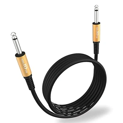 Abbildung von Augioth Gitarrenkabel 1 Meter, Bühne elektrisches Instrument Basskabel AMP Kabel 1/4 gerade zu schwarz