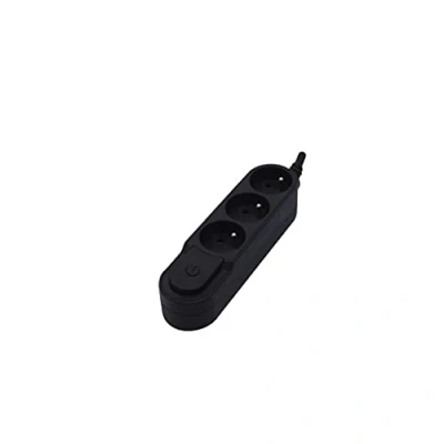 Abbildung von CHACON Design Leiste, 3 x 16 A, mit Schalter und Flachstecker, 1,5 m, Schwarz