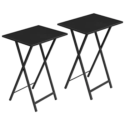 Abbildung von HOOBRO Beistelltisch Klappbar, Kleiner tabletttisch, TV Tray 2er Set, klapptisch Snack Tisch Industriestil, Sofatisch für kleinen Raum, einfach montierbar, Schwarz EUBK25BZ01