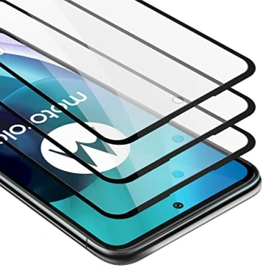 Abbildung von Cadorabo Panzerfolie für Motorola MOTO G71 5G Schutzfolie, [3 Stück] [Case Friendly] [Anti Kratzer] Fingerabdruck] Gehärtetem Glas Tempered Displayschutzfolie