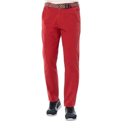 Abbildung von Suprax Chino Hose Herren mit Gürtel, Freizeithose Dehnbund für extra Bewegungsfreiheit, Stretch in Regular fit Passform, Rot, Gr. 52
