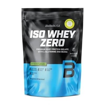 Abbildung von BioTechUSA Iso Whey Zero Premium Protein Isolate Grass Fed Enzyme Free Sugar and Gluten free, 454g, Pistazie