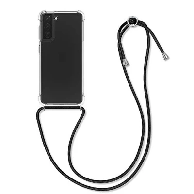 Abbildung von kwmobile Necklace Case kompatibel mit Samsung Galaxy S21 Hülle Silikon Cover Handykette Band Handyhülle Schwarz Transparent
