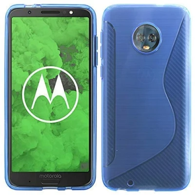 Abbildung von cofi1453® S Line Hülle Bumper kompatibel mit MOTOROLA MOTO G6 PLUS Silikonhülle Stoßfest Handyhülle TPU Case Cover Blau