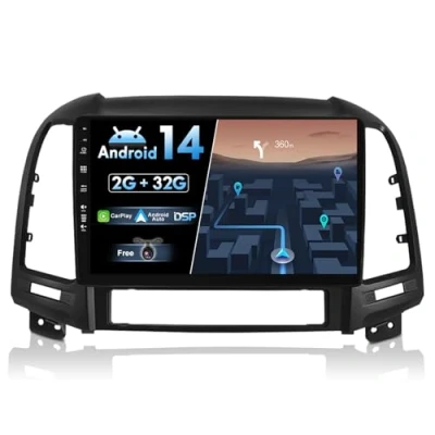 Abbildung von JOYX Android 12 Autoradio Passt für Hyundai Santa FE (2006 2012) [2G+32G] Rückfahrkamera KOSTENLOS 2 Din 9 Zoll 2.5D Unterstützen DAB Lenkradsteuerung 4G WiFi BT5.0 Carplay Auto