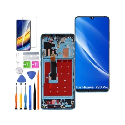 Abbildung von Ersatz Display für Huawei P30 Pro LCD Bildschirm TFT, VOG L29 Touch Digitizer Assembly Reparaturteile Kit(Aurora mit Rahmen, Ohne Fingerabdruck, Not Curved Screen)