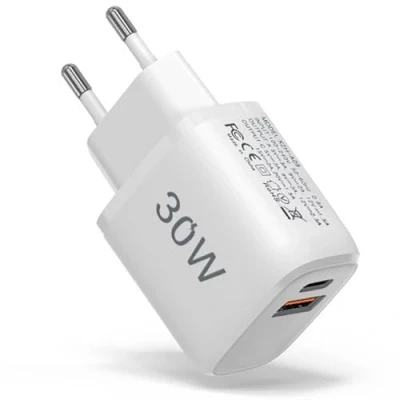 Abbildung von USB C Ladegerät, 30w Ladegerät 2 Port PD+QC Power Adapter Stecker Ladeadapter Ladestecker Schnellladegerät Netzteil für iphone15/Pro/Pro Max/14 13 12, Samsung S23/S22/Xiaomi/Google/Tablet