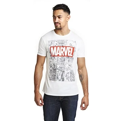 Abbildung von Marvel Herren Mono Comic T Shirt, weiß, M