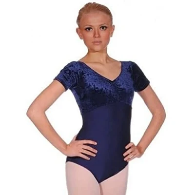 Abbildung von Roch Valley Teresa kurzärmeliges Ballett Trikot aus Samt und Lycra Marineblau 3 (36)