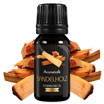 Abbildung von Aromaholik Sandelholzöl BIO 100% naturrein Ätherische Öle für Diffuser &amp; Aroma Zertifiziertes ätherisches Öl aus Indien Sandalwood Essential Oils 10ml Sauna Massage