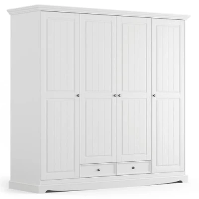 Abbildung von Lomadox Schrank Schlafzimmerschrank Kleiderschrank Schlafzimmer, Massivholz in weiß