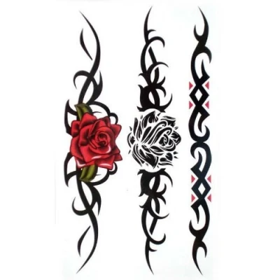 Abbildung von Wasserdicht und Schweiß Fake Tattoos sexy Rote Rose Schwarze für Frauen