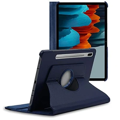 Abbildung von ebestStar Hülle für Samsung Galaxy Tab S7 SM T870, Drehbar Schutzhülle, PU Lederhülle, Rotierende Ständer Etui, Rotating Case Cover, Dunkelblau