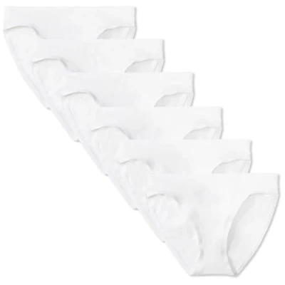 Abbildung von Amazon Essentials Damen Bikinihose aus Baumwolle (in Übergröße erhältlich), 6er Pack, Weiß, 36