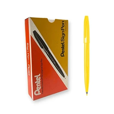Abbildung von Pentel S520 G Sign Pen Faserschreiber, 0,8 mm Strichstärke, gelb, 12er Pack
