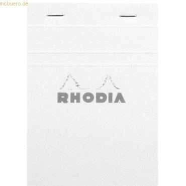 Abbildung von Rhodia 13201C Notizblock / Schreibblock geheftet No.13, DIN A6 14,8x10,5 cm, 80 Blätter kariert 80g, abtrennbar und mikroperforiert, mit Kartonrücken, Weiß, 1 Stück