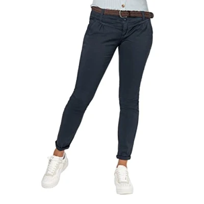 Abbildung von Urban Surface Damen Chino Stoff Hose mit Flecht Gürtel Blue M