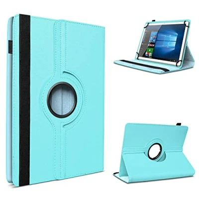 Abbildung von UC Express Tablet Schutzhülle für 10 10.1 Zoll Tasche aus hochwertigem Kunstleder Hülle Standfunktion 360 Drehbar Universal Case Cover, Farben:Hellblau, Modell für:Medion Lifetab S10346