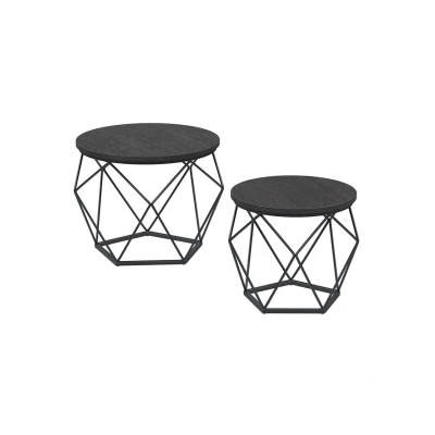 Abbildung von VASAGLE Beistelltisch, 2er Set, Couchtische, abnehmbare Tischplatte, schwarz