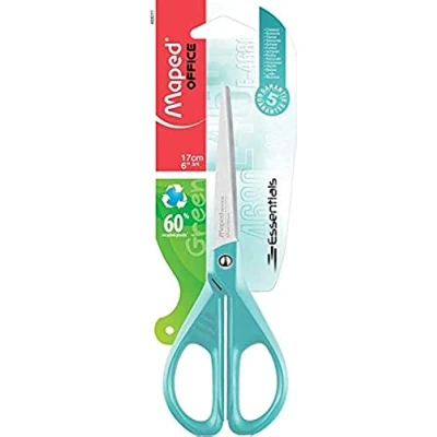 Abbildung von Essentials Schere, 17 cm, in Blisterverpackung. Farbe: Blau. MAPED 468011