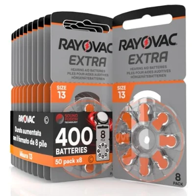 Abbildung von 400 Batterien für Hörgeräte Rayovac Extra 13. 50 Blister à 8