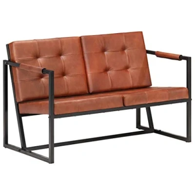 Abbildung von vidaXL Sofa 2 Sitzer Zweisitzer Sessel Loungesofa Polstersofa Ledersofa Wohnzimmersofa Sitzmöbel Designsofa Braun Echtes Ziegenleder