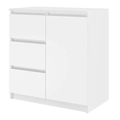 Abbildung von CDF Kommode 1D3S Farbe: Weiß Schrank für Dokumente, Kleinigkeiten Ideal Wohnzimmer, Schlafzimmer, Kinderzimmer, Jugendzimmer und Büro 3 geräumige Schubladen Einfache Montage