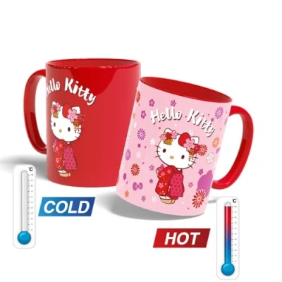 Abbildung von Konix Hello Kitty Thermotasse 320 ml Kimono Motiv Rot