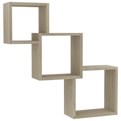 Abbildung von vidaXL Cube Wandregal Hängeregal Bücherregal Regalwürfel Lounge CD DVD Regal Schweberegal Wand Deko Sonoma Eiche 68x15x68cm Holzwerkstoff