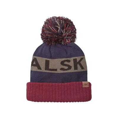 Abbildung von SEALSKINZ Foulden Mütze, wasserabweisend, Bommel, marineblau grau rot, Größe L/XL