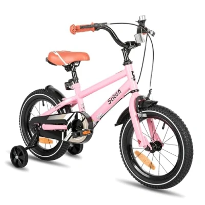 Abbildung von STITCH 14 Zoll Kinderfahrrad für 3 5 jährige Jungen, 14&#039; Fahrrad Jungen mit Stützrädern, Rosa