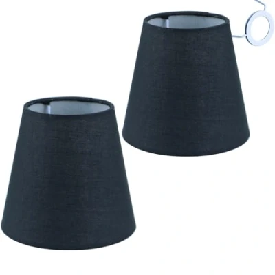 Abbildung von Sinta 2 Pack Lampenschirme Stoff Moderne Ersatz Lichtschirm E14/E27 Ersatzschirm Klein hängelampe für Kerze Kristall Kronleuchter Candle Light Wand Licht Tischleuchte,Schwarz