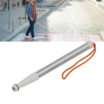 Abbildung von ZJchao Reflektierender Teleskop Rollo Gehstock, Zusammenklappbarer Blindenstock, Stoßfestes Design, Leichtes Metallmaterial, Gedehnt, Ideal für Sehbehinderte Menschen, Aufbewahrungstasche