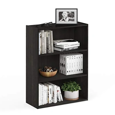 Abbildung von Furinno Pasir 3 Stufe offenes Regal, Bücherregale, Espresso, 57.7 (Breite) x 80 (Höhe) 24.1 (Tiefe) cm