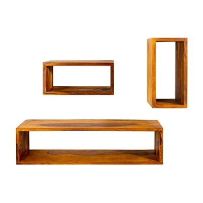 Abbildung von Riess Ambiente Massives Wandregal 3er Set Hemingway 94cm Sheesham Stone Finish Regal Holzregal Regalset Massivholzregal Regale