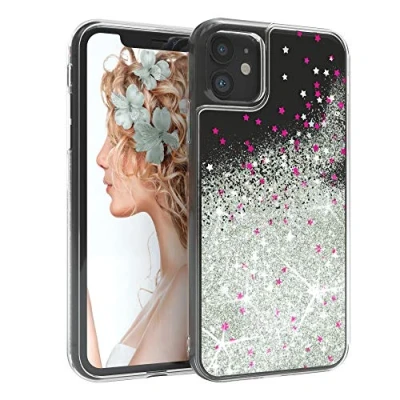 Abbildung von EAZY CASE Hülle kompatibel mit iPhone 11 Schutzhülle Flüssig Glitzer, Handyhülle, Schutzhülle, Back Cover Glitter Flüssigkeit, TPU/Silikon, Transparent/Durchsichtig, Silber