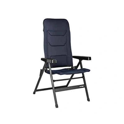 Abbildung von BRUNNER Rebel PRO (S M L) Klappstuhl für Camping, Garten, Terrasse aus Aluminium, 5 Positionen verstellbar, mit Belastbarkeit bis zu 150 kg, hohe Rückenlehne, schwarz oder blau