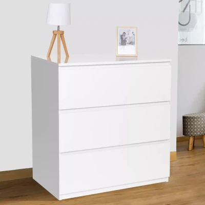 Abbildung von IDMarket Kommode mit 3 Schubladen, Holz, Weiß