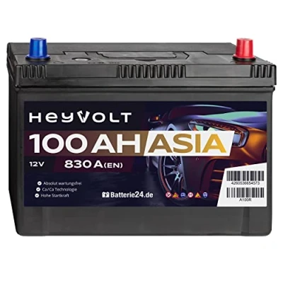 Abbildung von HeyVolt Asia Autobatterie 12V 100Ah 830A/EN Starterbatterie, absolut wartungsfrei ersetzt 93Ah 95Ah, Pluspol Rechts