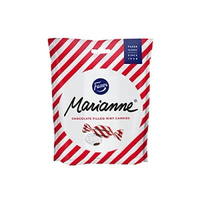 Abbildung von Fazer Marianne Schokolade Gefüllte Minz Pralinen Einzeln Verpackt, Vegan und Glutenfrei, Pfefferminzbonbons, Candy mit Finnishe 220g