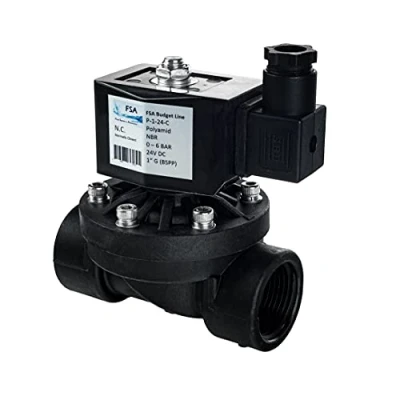 Abbildung von FSA Magnetventil Kunststoff PA6 1&quot; 24V DC 0 6 bar NBR stromlos geschlossen