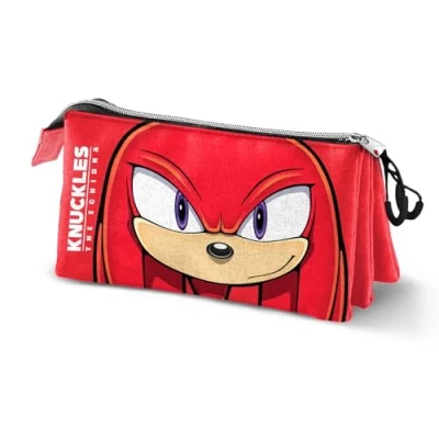 Abbildung von Sonic The Hedgehog SEGA Knuckles Sight Dreifach Federmäppchen, Rot, 23 x 11 cm