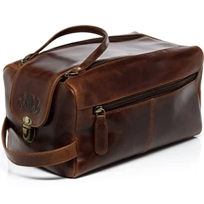 Abbildung von SID &amp; VAIN Leather Kulturtasche Bristol Kosmetiktasche brauncognac, Herren, Größe: One Size, Braun cognac