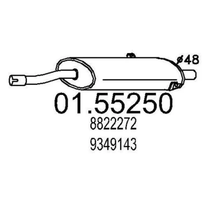 Abbildung von MTS 01.55250 Mittelschalldämpfer 920 SAAB: 900 I Cabrio, Combi Coupe