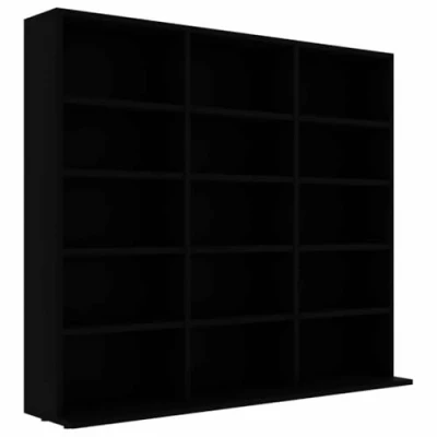 Abbildung von vidaXL CD Regal mit 15 Fächern DVD Bluray Medienregal Medienschrank Aufbewahrung Standregal Regalwand Bücherregal Schwarz 102x23x89,5 cm Holzwerkstoff