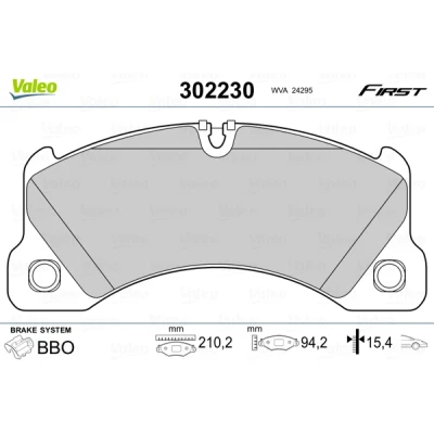 Abbildung von VALEO 302230 Bremsbelagsatz Vorderachse exkl. Verschleißwarnkontakt mit Anti Quietsch Blech PORSCHE: Cayenne, Macan, Panamera, VOLKSWAGEN: Touareg I