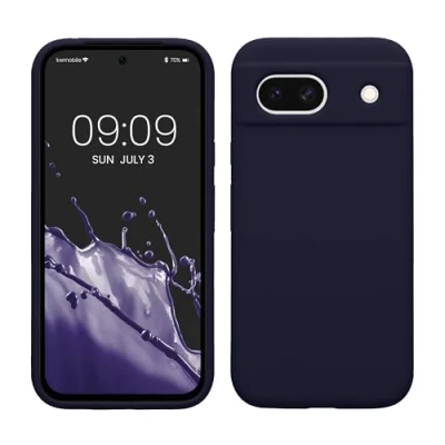 Abbildung von kwmobile Hülle kompatibel mit Google Pixel 8a Silikon Handy Case Handyhülle weiche Oberfläche kabelloses Laden Deep Ocean