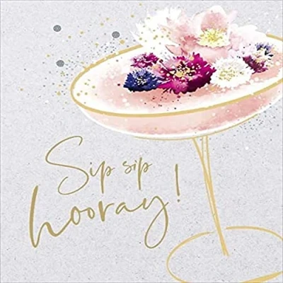 Abbildung von UK Greetings Geburtstagskarte für Sie/Freund Sip Hooray Design, 137 mm x 159