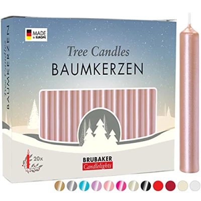 Abbildung von BRUBAKER 200er Pack Baumkerzen Wachs Weihnachtskerzen Pyramidenkerzen Christbaumkerzen Roségold